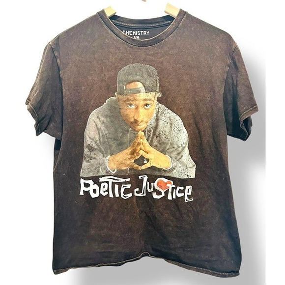 Tupac Shakur Poetic Justice Graphic Tee Womens Sz Small/Medium Faded Black - Picture 2 of 12